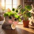 Handmade Crochet Frog Pet Hat - Cute Knit Headwear for Cats & Dogs