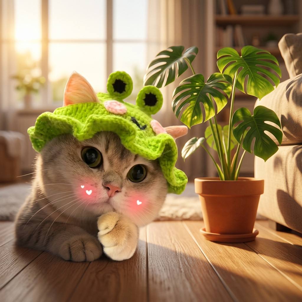 Handmade Crochet Frog Pet Hat - Cute Knit Headwear for Cats & Dogs