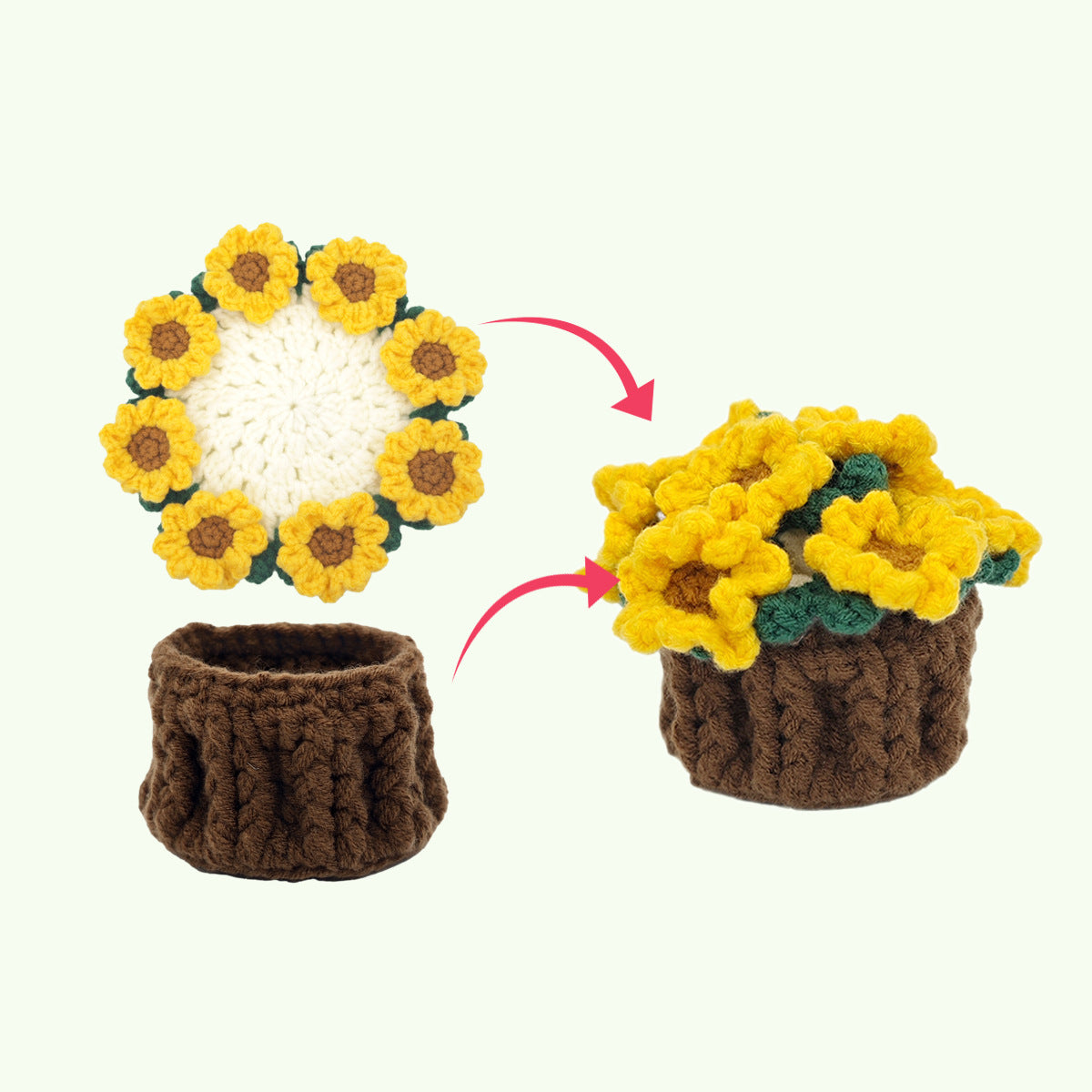 Handcrafted Crochet Potted Plant Coaster - Versatile Decor