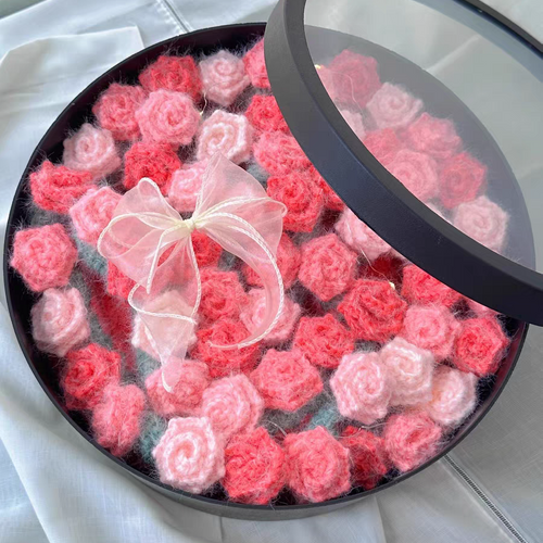 🌹 Handmade Crochet Gradient Rose Blanket | Floral Knitted Throw ~100cm